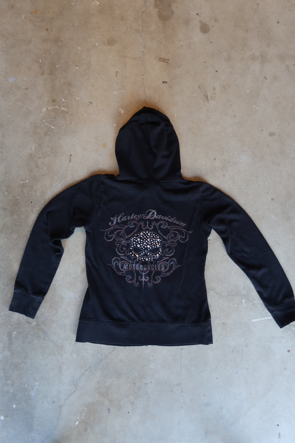 Women’s Harley-Davidson Rhinestone Skull Zip-Up Hoodie (2000s) / S