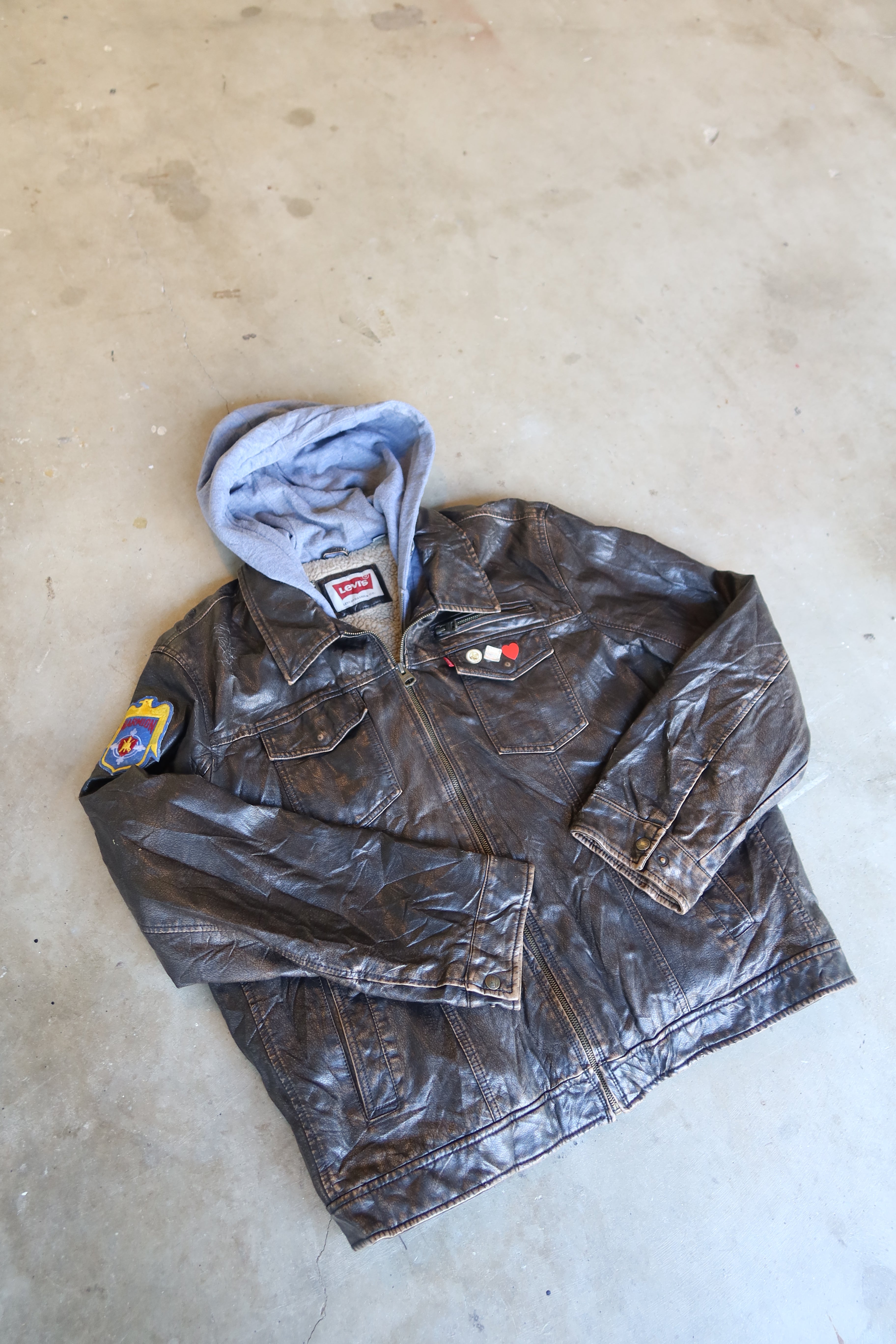 Levis Leather Hooded Jacket